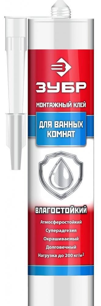 Клей монтажный, влагостойкий 300 мл ЗУБР 41335, белый - фото